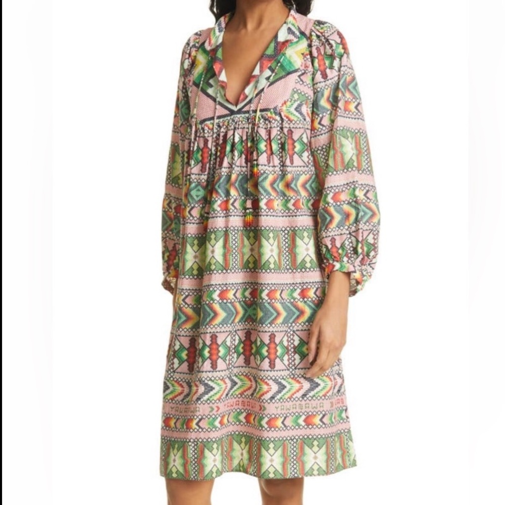FARM RIO Dress Amulet Linen Blend Dress